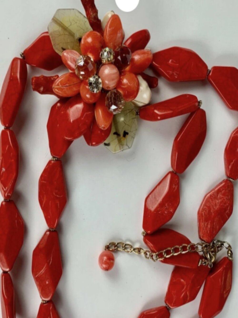 Fashion Jewelry Necklace 27 in Coral Color Oversized CHUNKY